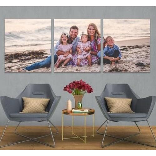 Quadro Decorativo Personalizado SUA FOTO AQUI FAMILIA FESTA ANIVERSARIOS  CACHORROS GATOS 90X50cm 3 peças