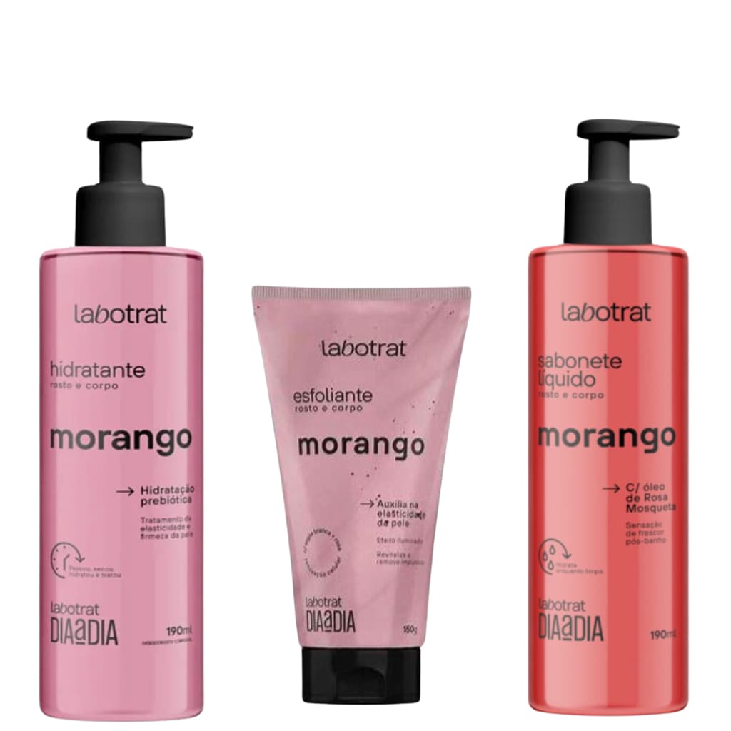 Kit Cuidados Diários Rosto e Corpo Esfoliante, Hidratante e Sabonete Labotrat