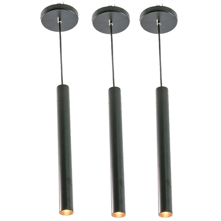 Kit 3 Pendentes Industriais Tubo 40cm – Alumínio Preto (MR11) - (LÂMPADA NÃO INCLUSA)