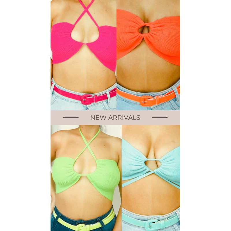 Kit com Top faixa e Cinto mini Fino Feminino verão tendencia moda blogueira
