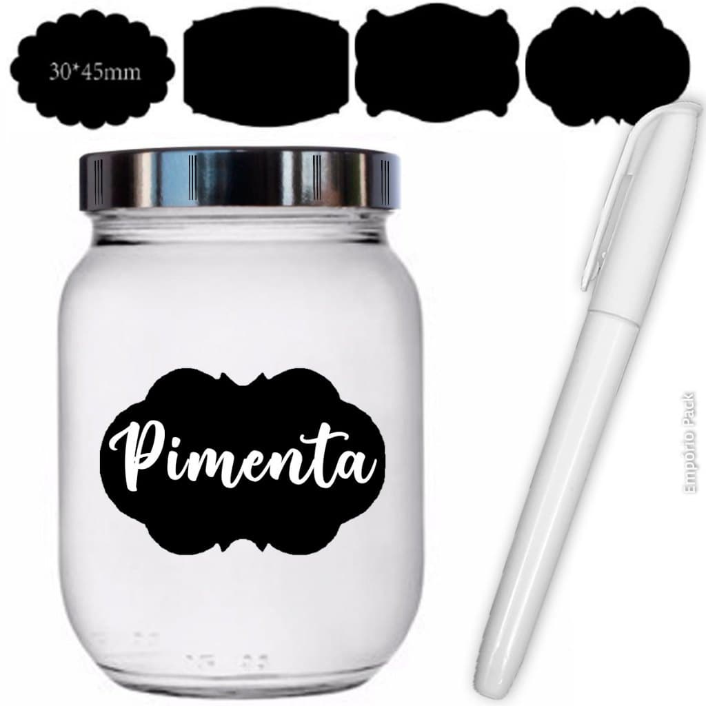 12 Potes de Vidro Organizador de Temperos com Etiqueta  + CANETA