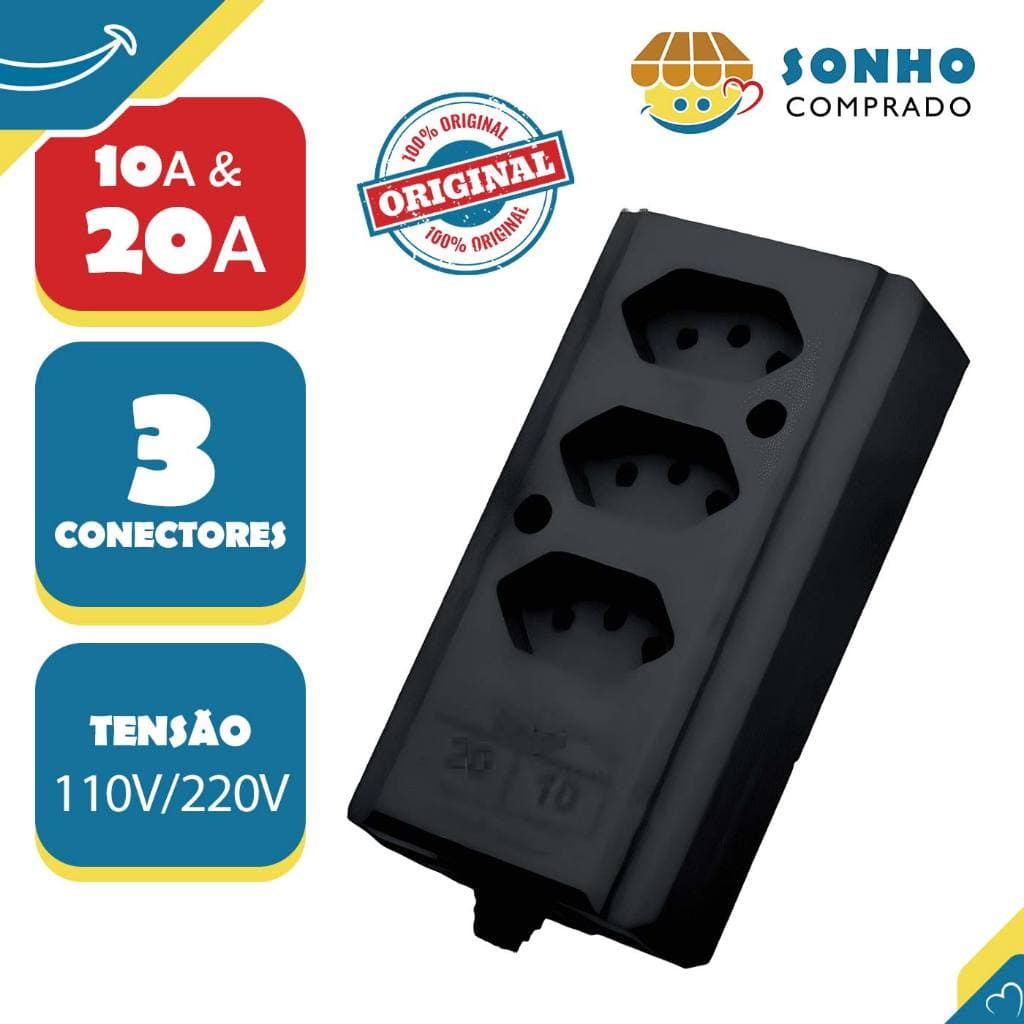 Tomada em Barra Hercules 3 Tomadas extensão de tomada tomada em barra 20a extensão elétrica
