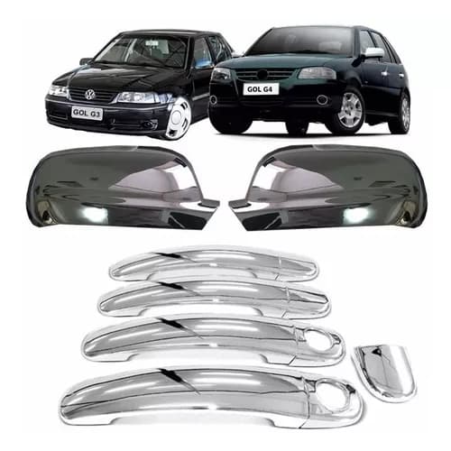 Kit Capa Maçaneta Retrovisor Cromado Gol G3 G4 Santana Golf
