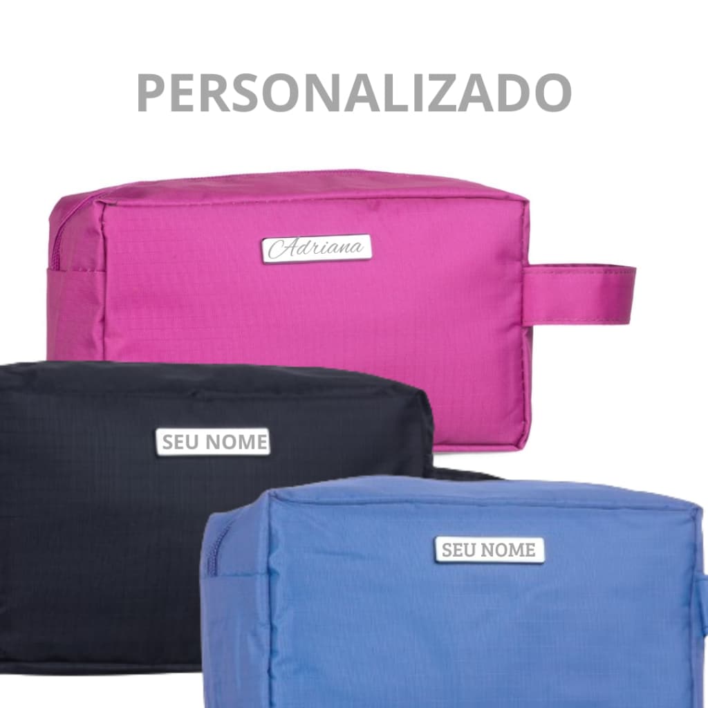 Necessaire Personalizado com Nome Frase ou Logo Estojo de PVC Impermeável com Plaquinha