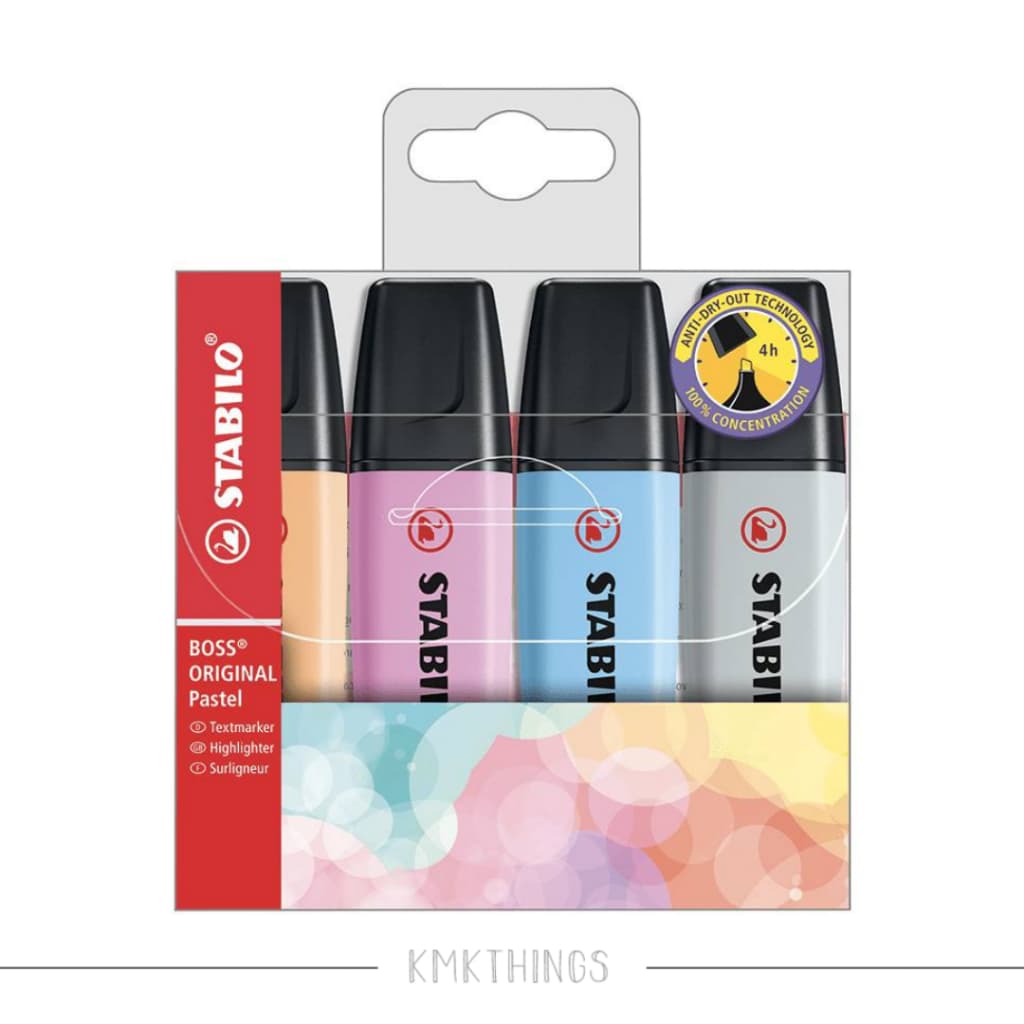 Marca Texto Stabilo Boss - 4x cores - Com a cinza! - Stabilo