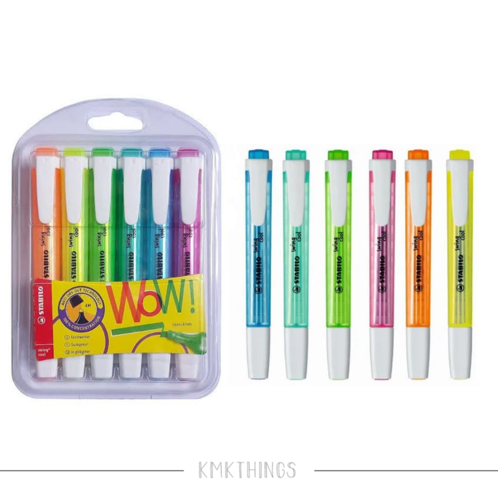 Marca texto Swing Cool - 6x Cores neon - Stabilo