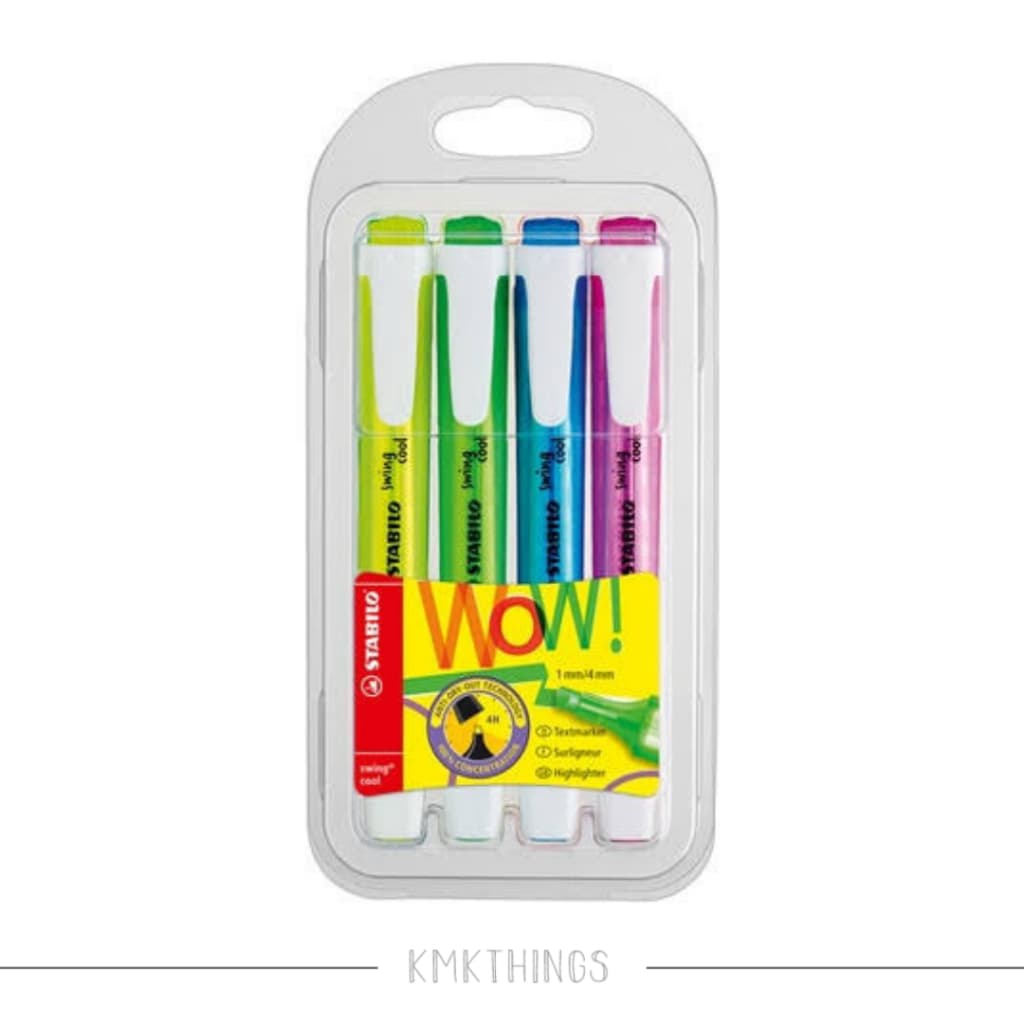 Marca texto Swing Cool - 4x Cores neon - Stabilo
