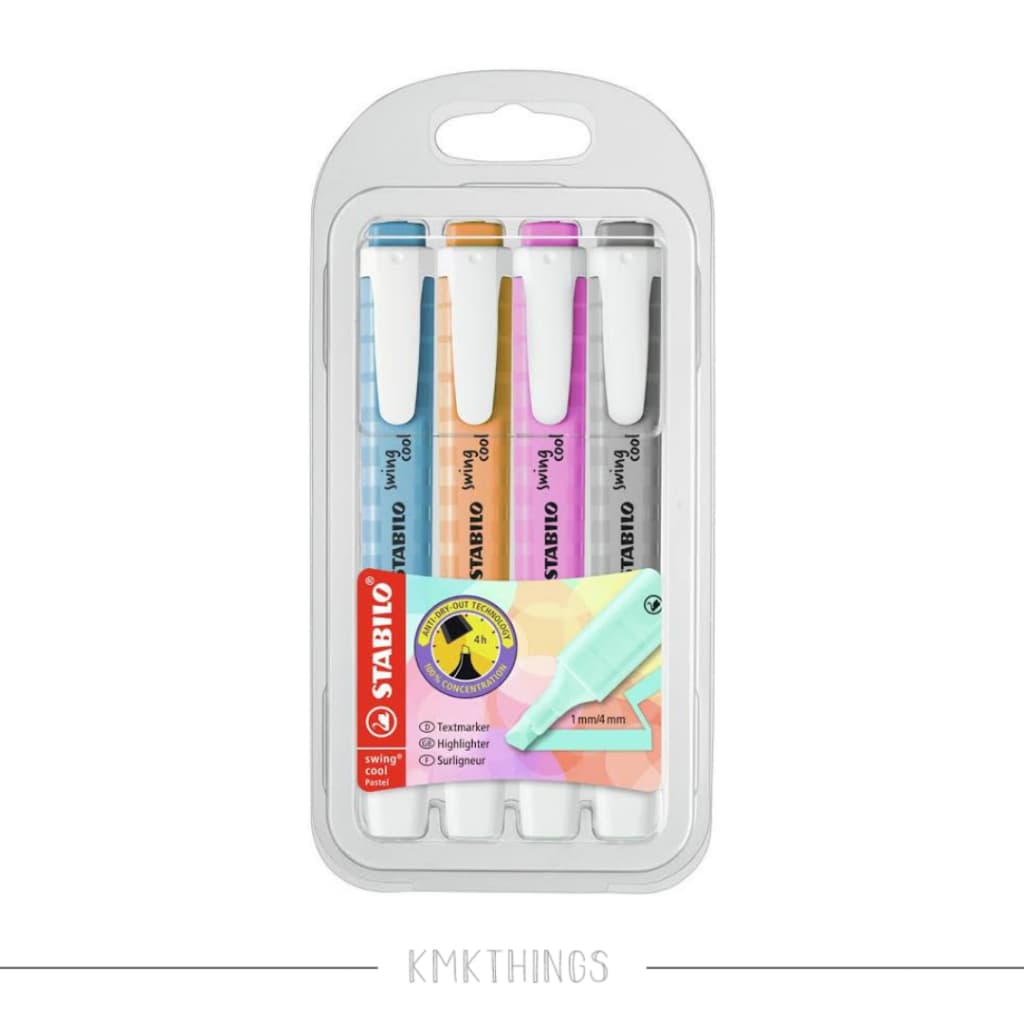 Marca texto Swing Cool - 4x Cores pastel - novas cores - Stabilo (275/4-08-2)
