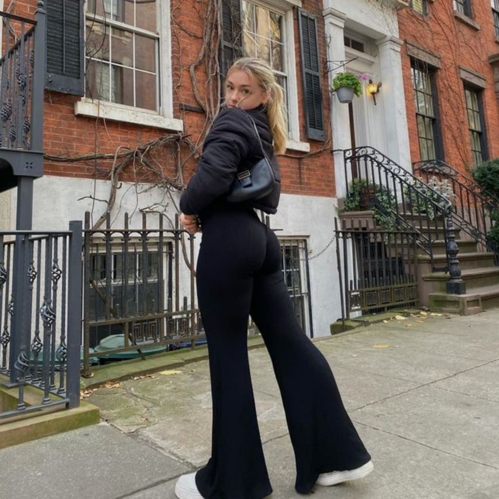 Calça Flare Bandagem Feminina Boca De Sino P Ao Gg