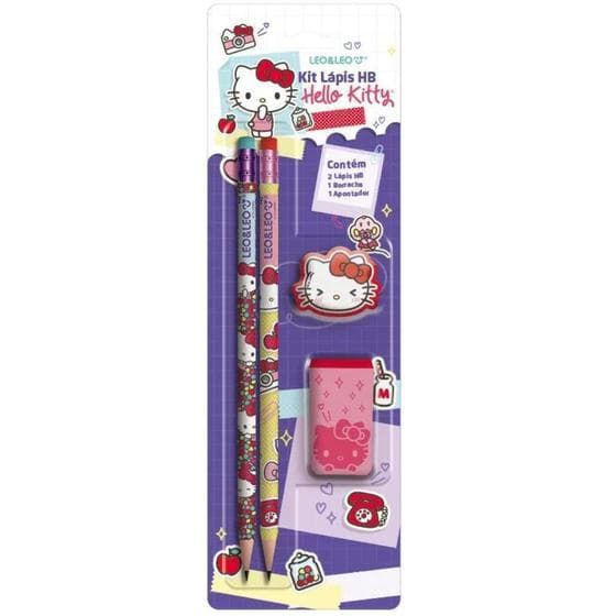 Kit Lápis, Borracha e Apontador Hello Kitty - Leo & Leo