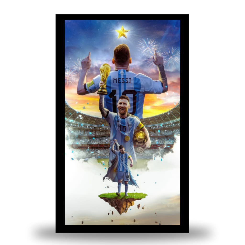 Quadro Decorativo 1 Peça 20X30 Messi Jogador De Futebol Para Sala Quarto Jogo