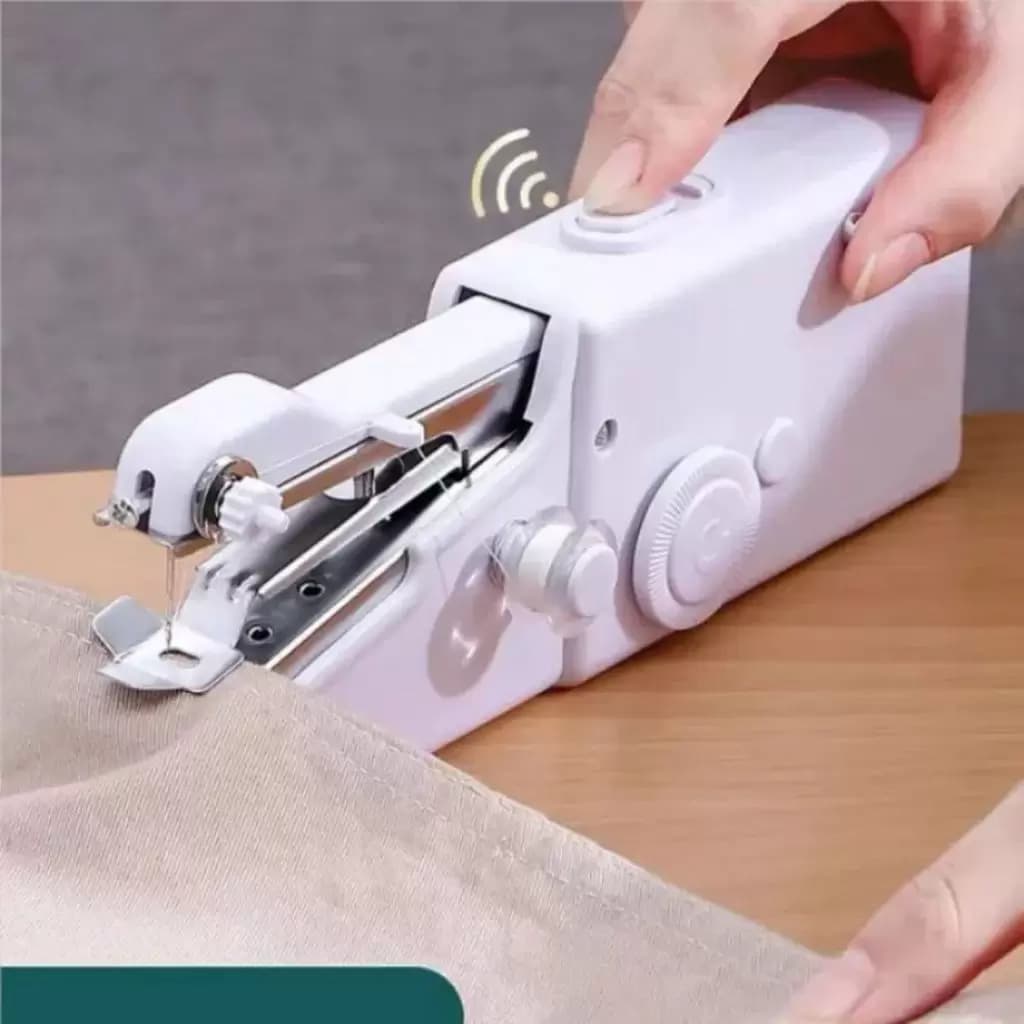 Mini Maquina de Costura Portátil a Pilha Couro Lã Jeans Manual de Mão