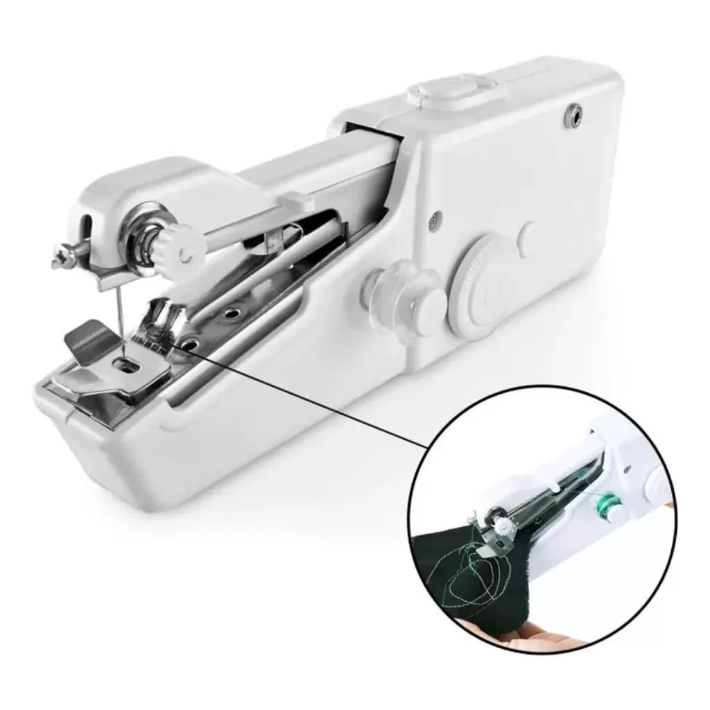 Mini Maquina de Costura Portátil a Pilha Couro Lã Jeans Manual de Mão