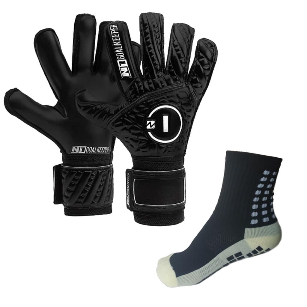 Luva de Goleiro Profissional N1 Cronos Black + Meia Antiderrapante  - Envio Mesmo DIA