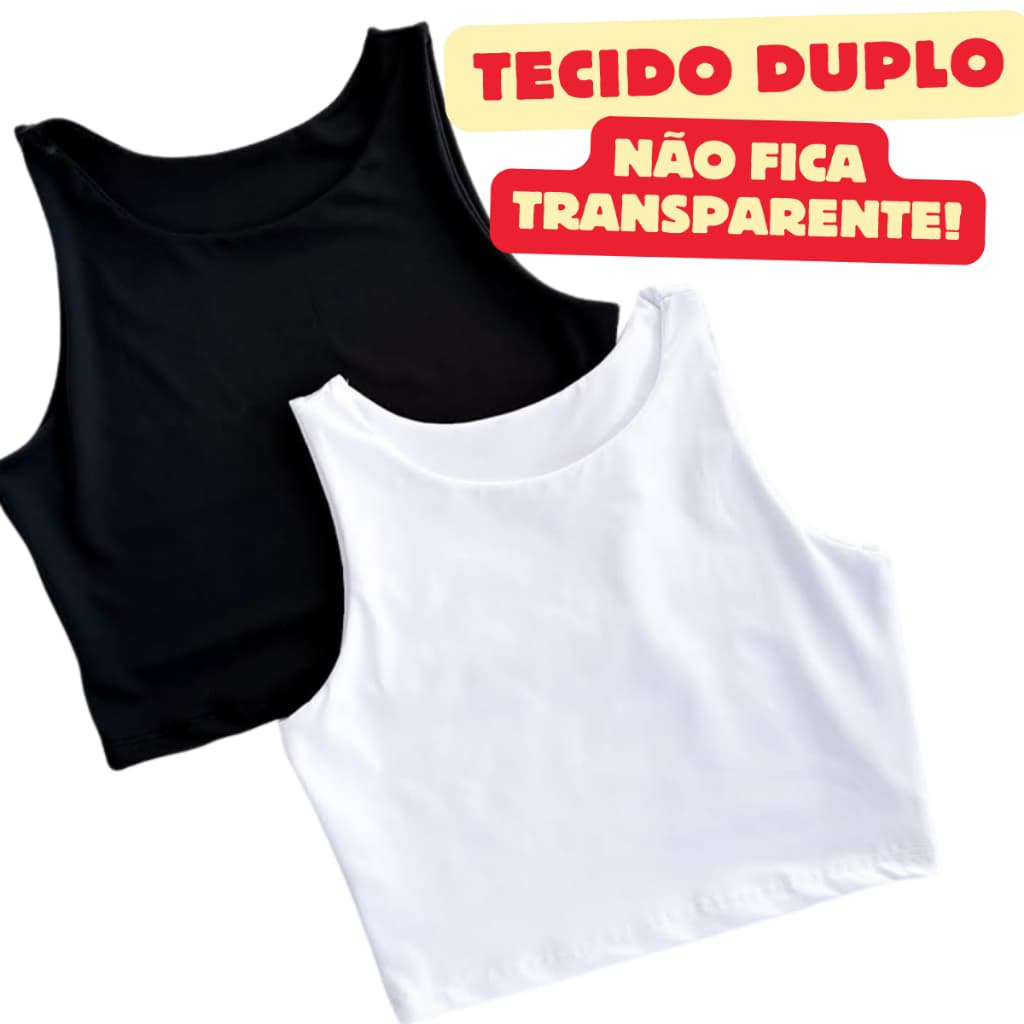 Croped Liso Branco Preto Básico Treino Academia Cropt Cropet Top Nadador