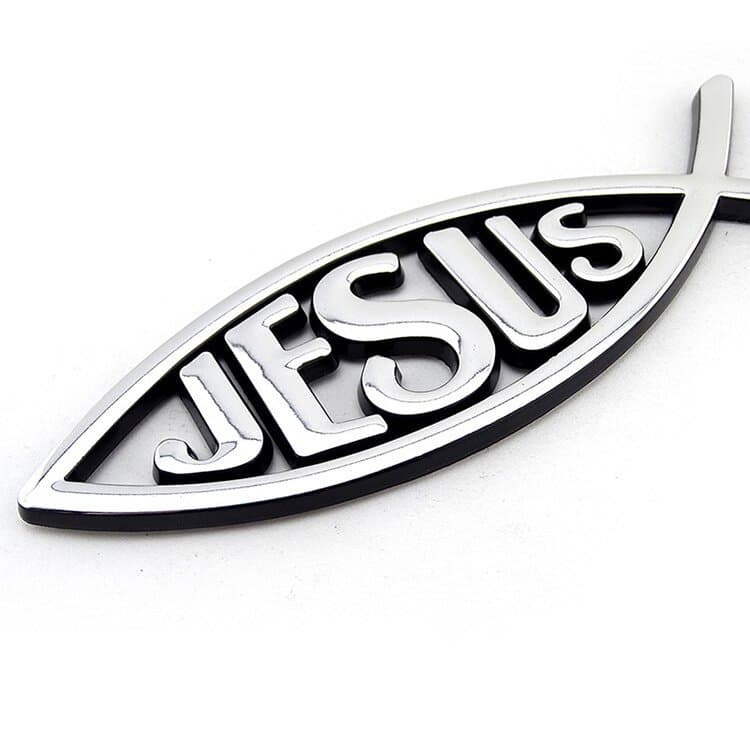 Emblema Cromado Adesivo Cristão Peixe Jesus Acessório Carro Moto