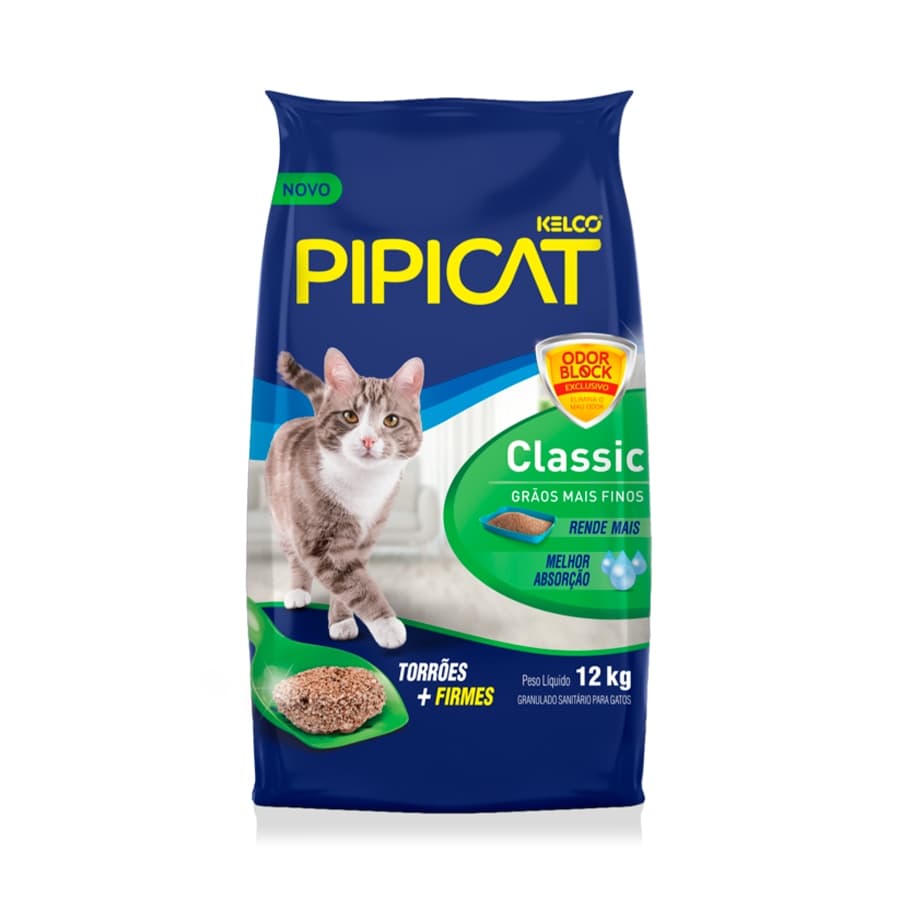 KIT COM 2 Areia para Gatos Areia Higiênica para Gatos Pipicat Classic para Gatos 12 kg