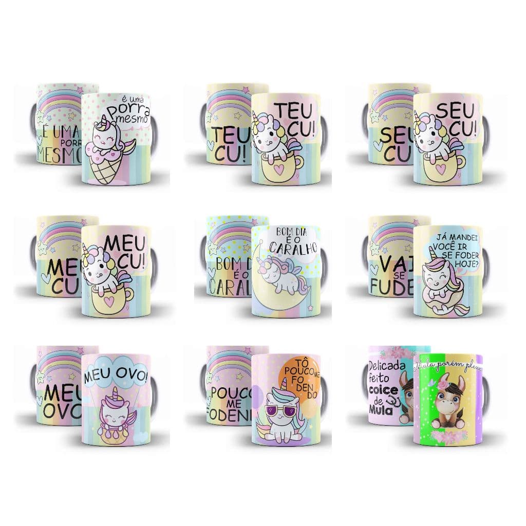 Caneca Porcelana Unicórnio Indelicado Frases de Humor