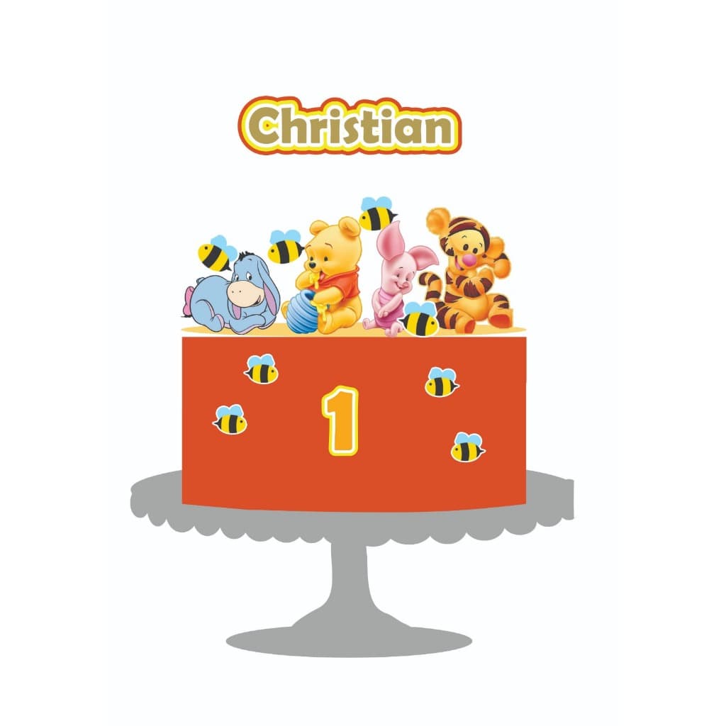 Topo Topper de bolo ursinho pooh