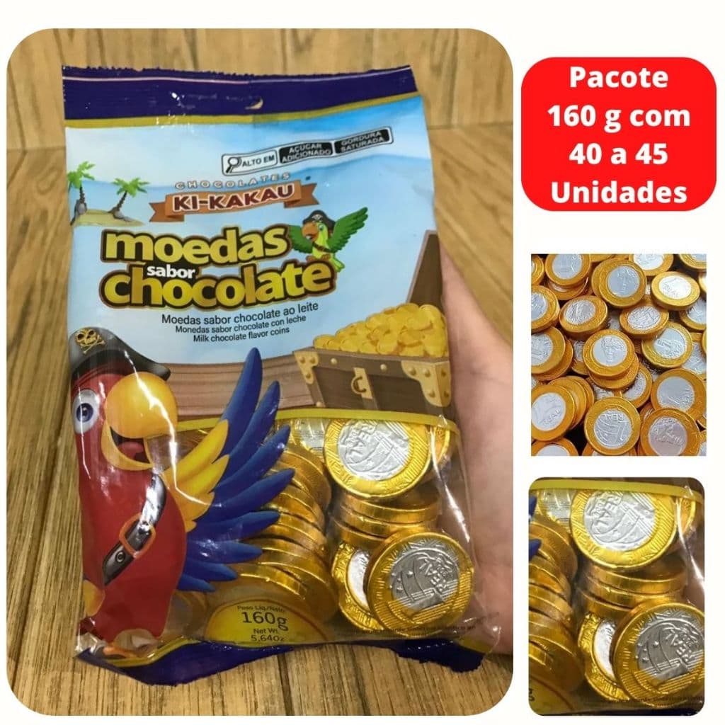 Moedas Chocolate 1 Real Pacote 160 gramas Aprox. (45Un.) - Marca Ki-Kakau