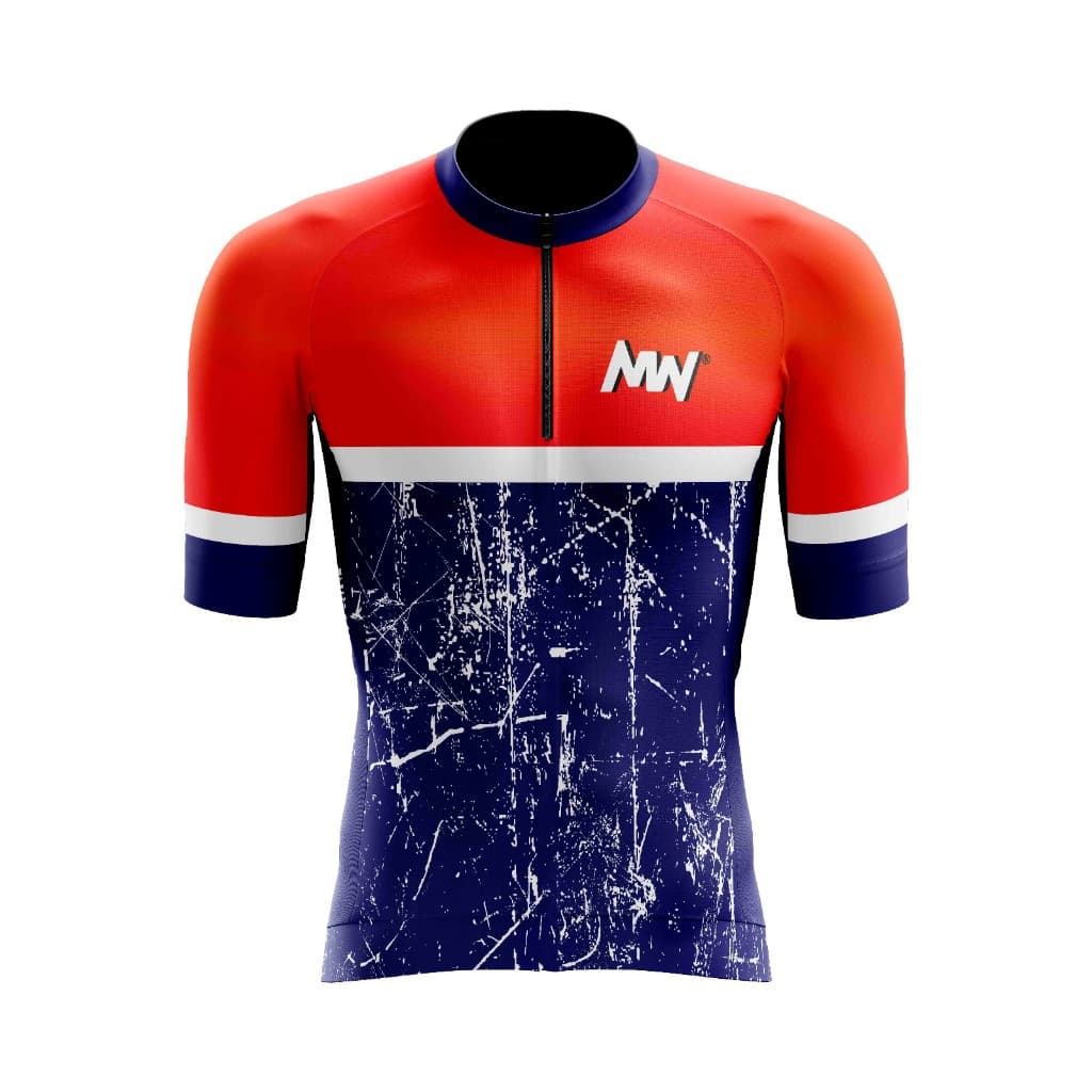 Camisa Ciclismo Camiseta Para Ciclista MW Azul e Laranja 2024 Proteção UV