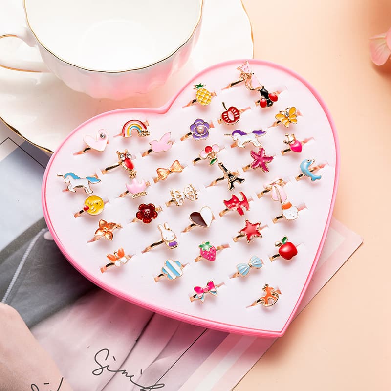 KIT 6 Anéis Infantil Sortidos Ajustáveis Menina