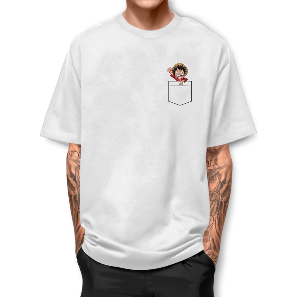 Camiseta  Luffy Bolso Clas Basica Street Fio 30.1 Algodao Camisa BJ1