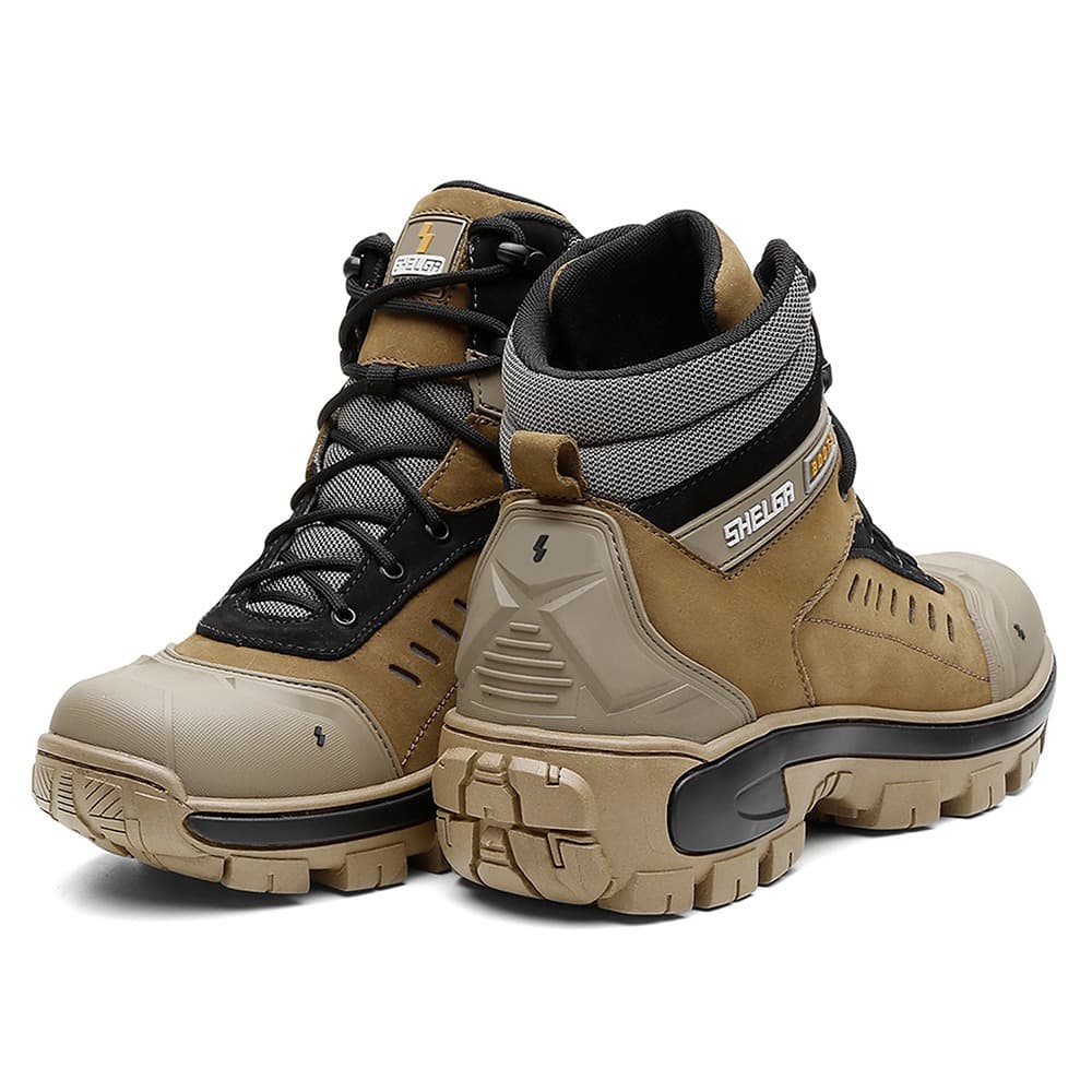 Bota Coturno Masculino Shelga PVC Segurança Couro Legitimo Conforto Estilo