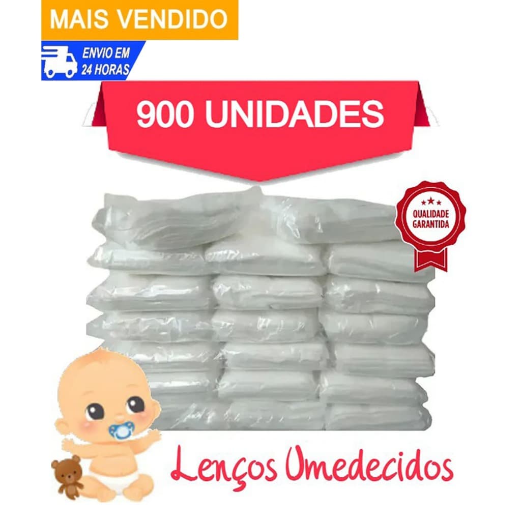 Refil 900 Lenços Umedecidos SEM ALCOOL lencinho umedecido para bebê Pet e cuidados pessoais