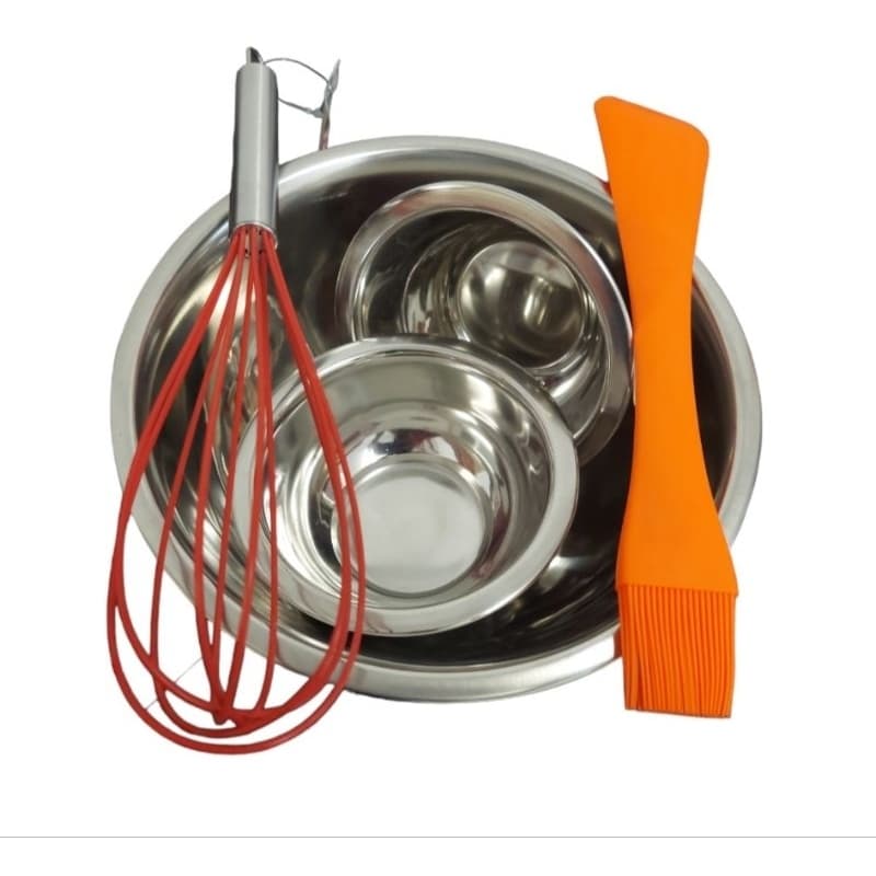 kit Culinário 3 Bowl+ Fue+ Pincel Espátula Silicone
