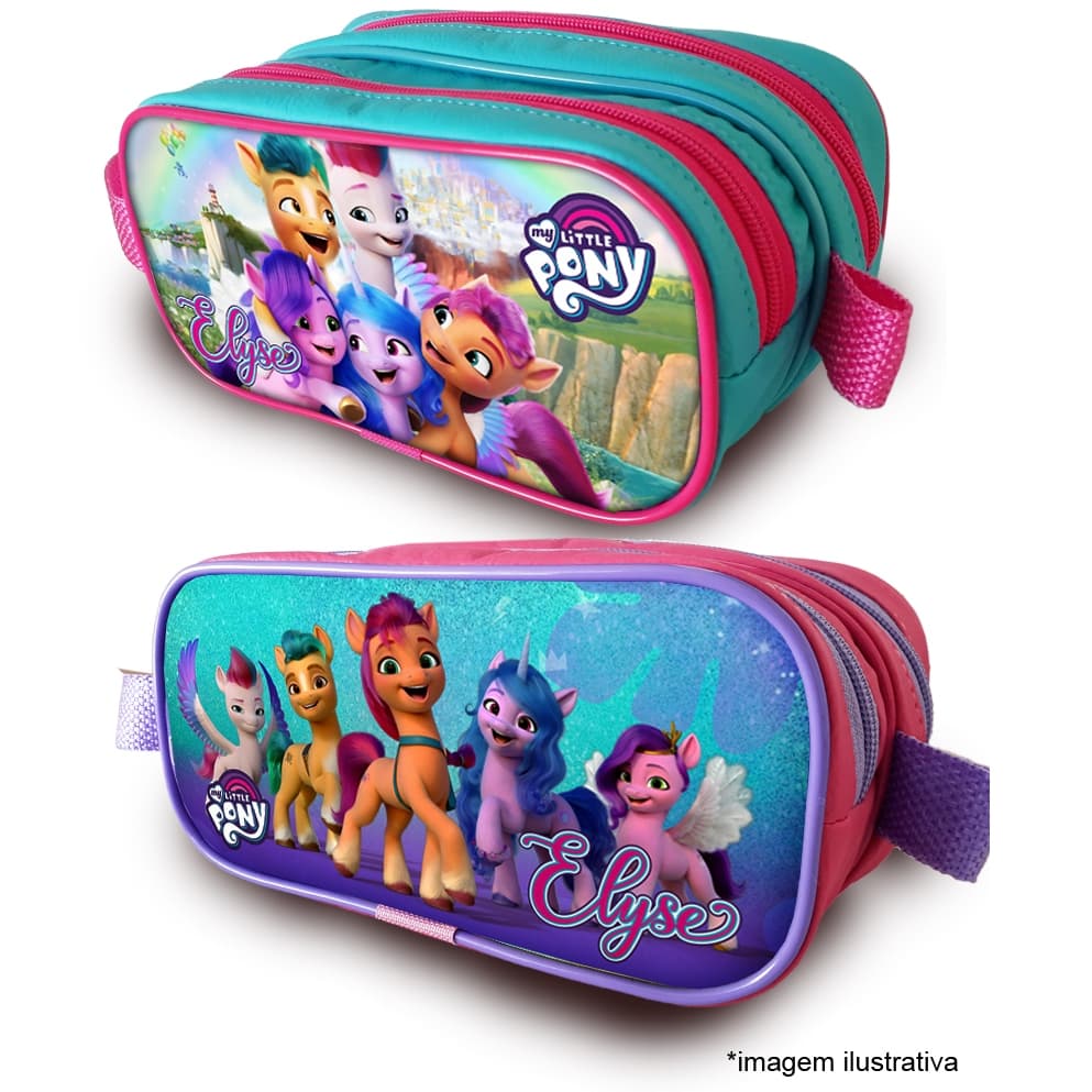 Estojo Duplo personalizado com Nome tema My Little Pony