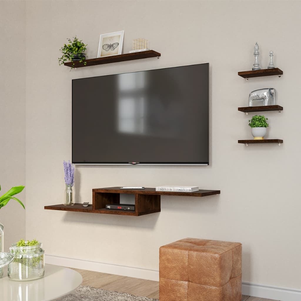 Kiit 4 Prateleiras + Rack Suspenso Aereo Para Sala Quarto Escritorio Flutuantes Cores
