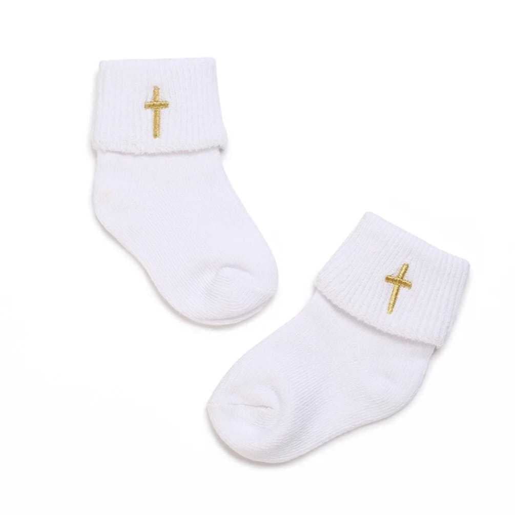 Meias brancas bordado batizado recém nascido bebe menino