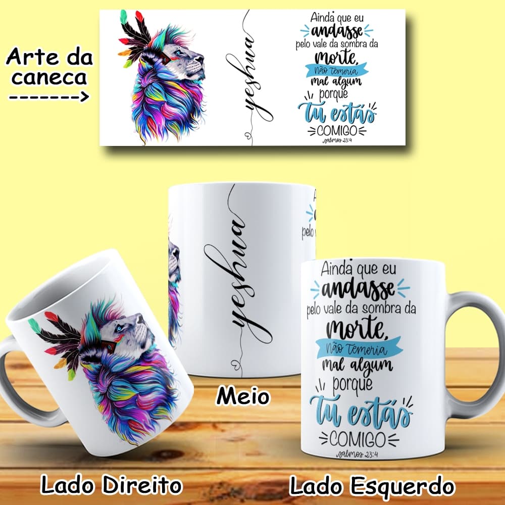 Caneca Jesus Leão - Caneca Evangelica Gospel - Prcelana 325 ML