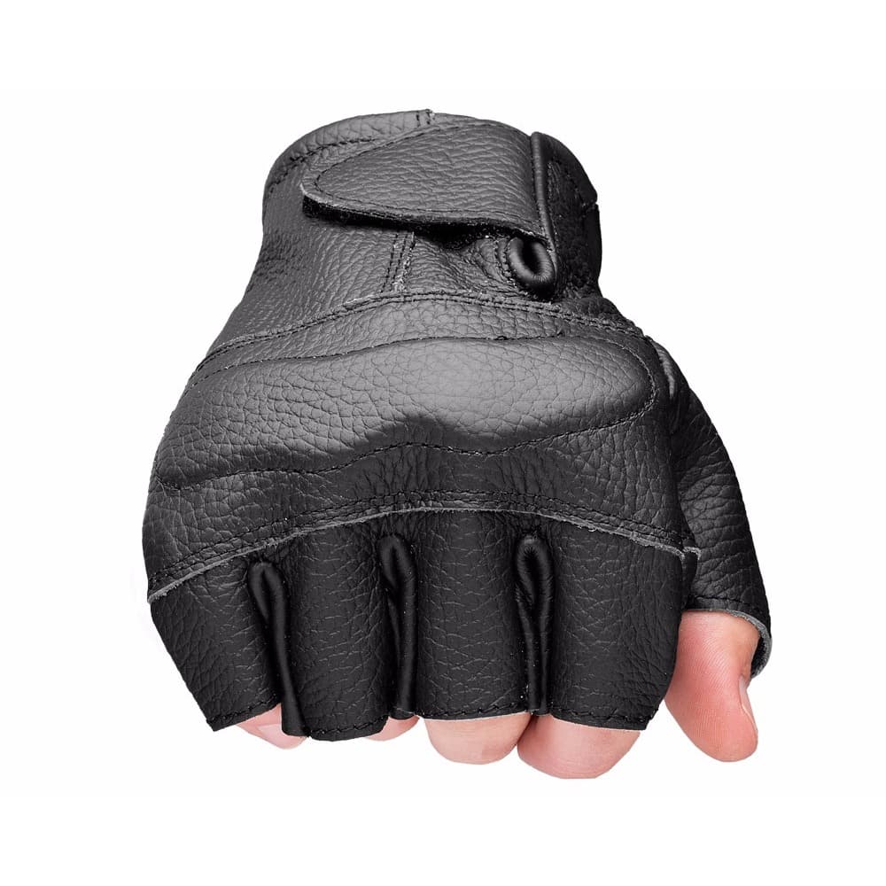 Luva Motociclista Motoqueiro Motoboy Couro Legítimo Meio Dedo De