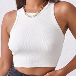 Top Cropped Regata Basica Malha Canelada Moda Feminina Academia ou dia dia