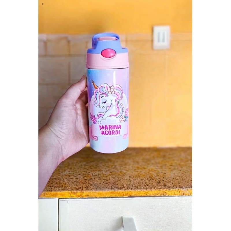 Garrafa Térmica Infantil Personalizada BARBIE, HOMEM ARANHA, UNICORNIO, PATRULHA CANINA,  STITCH,MINNIE,   SONIC, FROZEN