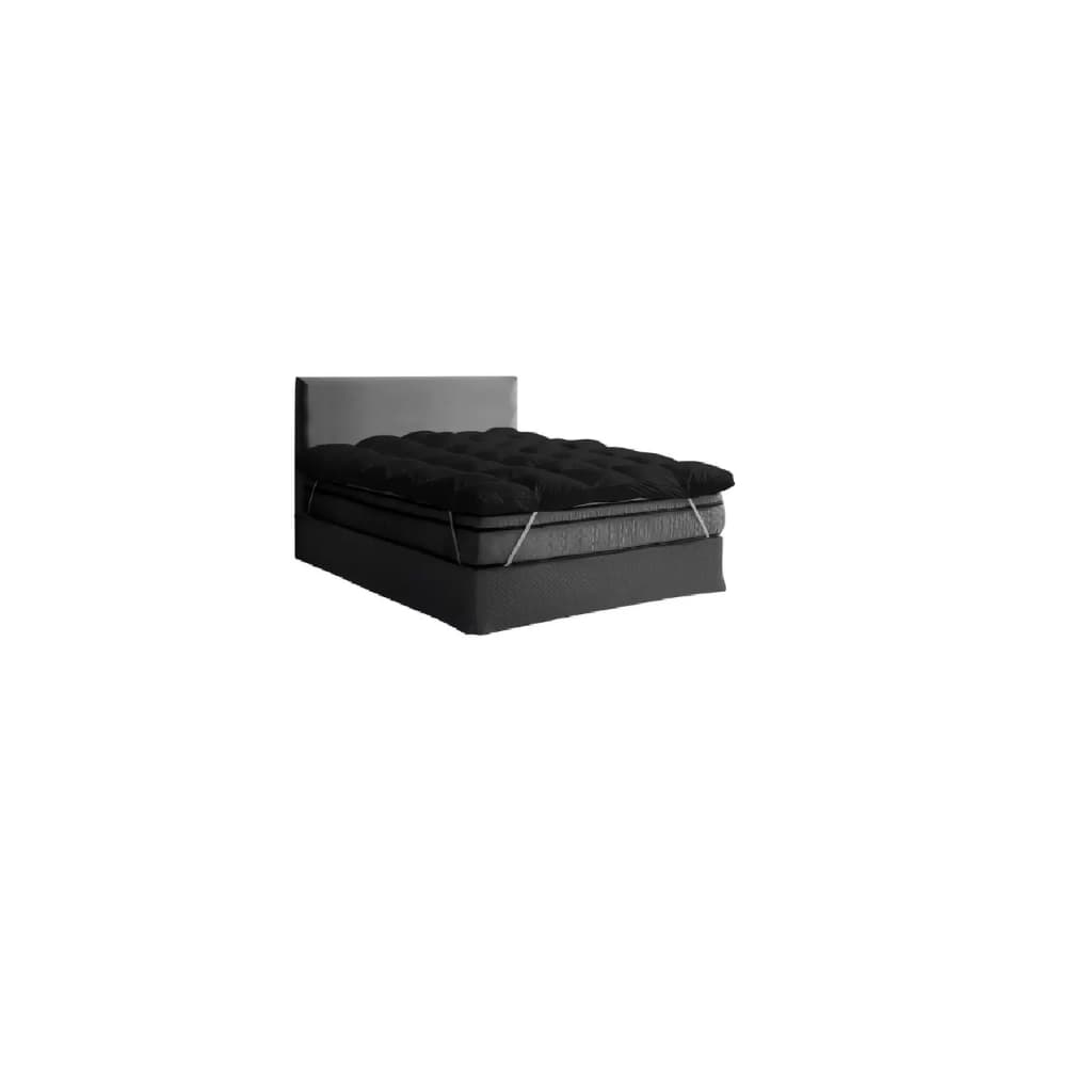 Kit Pillow Top Casal Size Com 2 Travesseiros Siliconados Preto