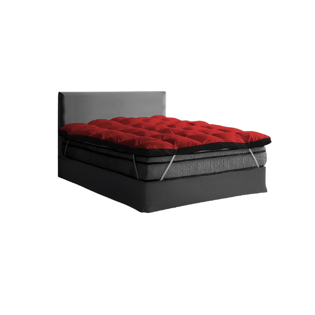 Kit Pillow Top Casal Com 2 Travesseiros Siliconados Vermelho e Preto