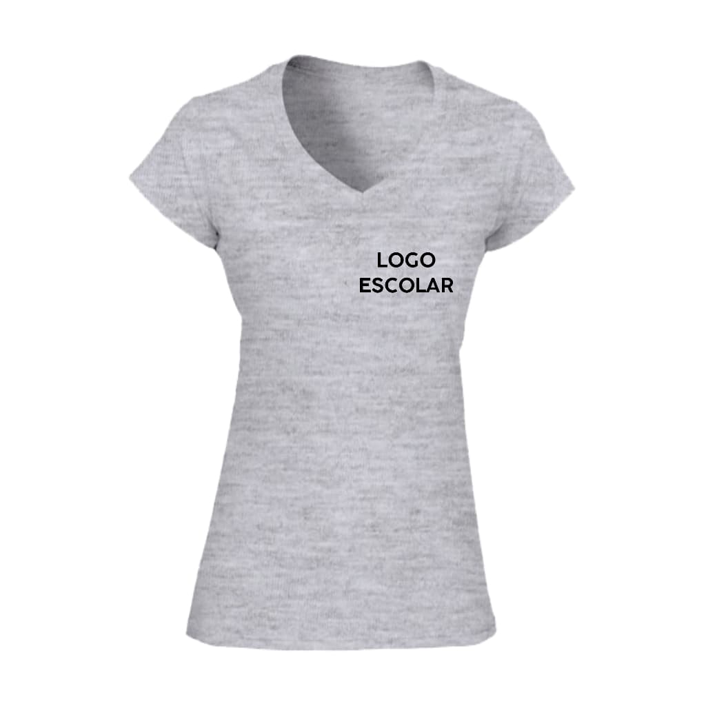 Babylook Feminina Uniforme Escolar Gola V Com Sua Arte Logo Tamanho do PP ao XG
