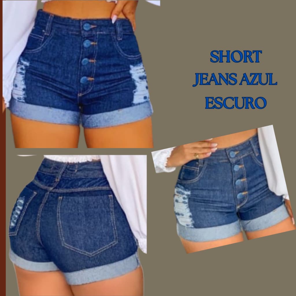 Short Jeans Feminino Cintura Alta Detonado Jeans Premium Da moda Short Jeans Curto