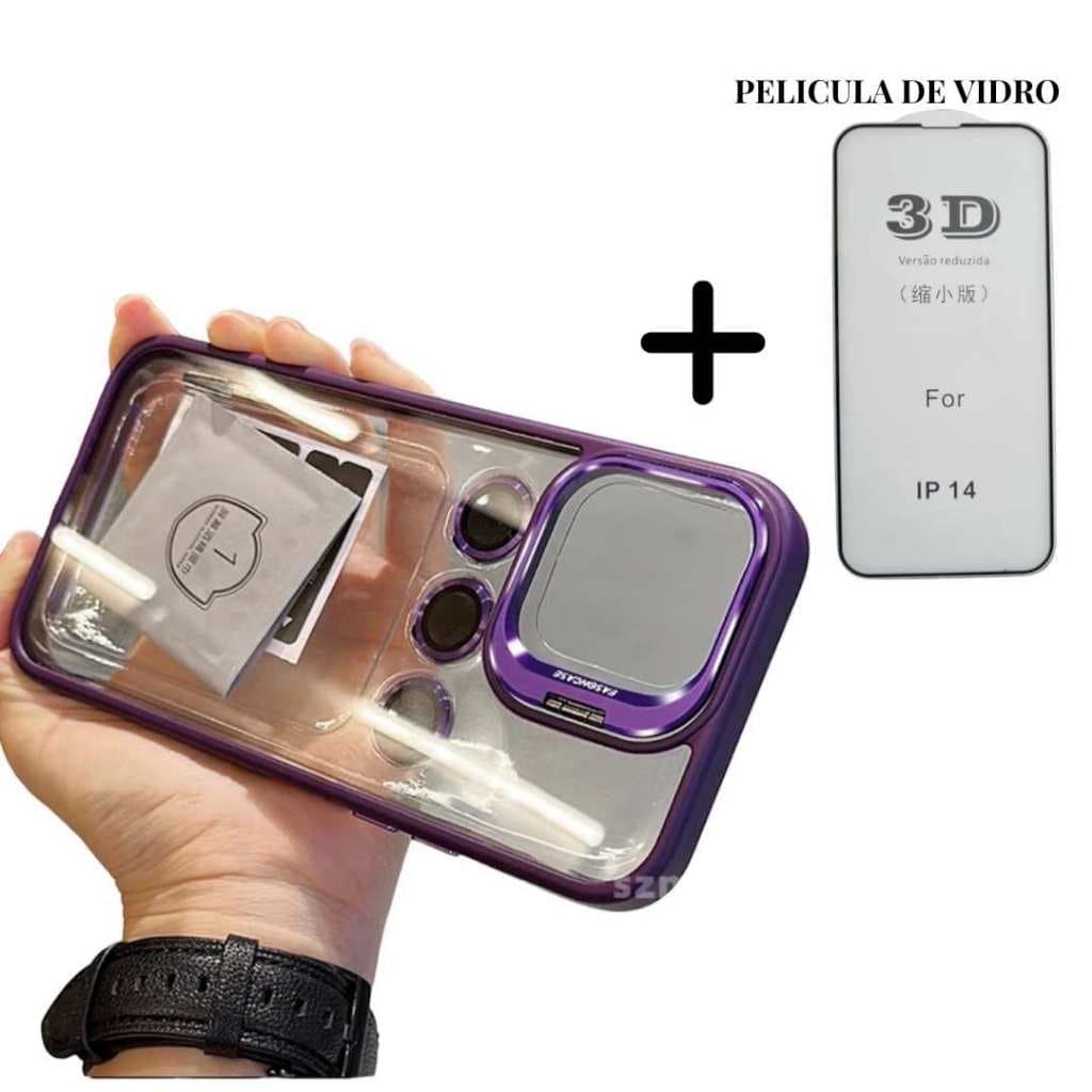 CAPA CASE CAPINHA AUTO GLASS COM PROTEÇÃO PARA CAMERA COM SUPORTE  PARA IPHONE 13, 13 PRO, 13 PRO MAX, IPHONE 14, 14 PRO MAX, 14 PRO,  14 PLUS, IPHONE 15, IPHONE 15 PRO, IPHONE 15 PRO MAX, IPHONE 15 PLUS