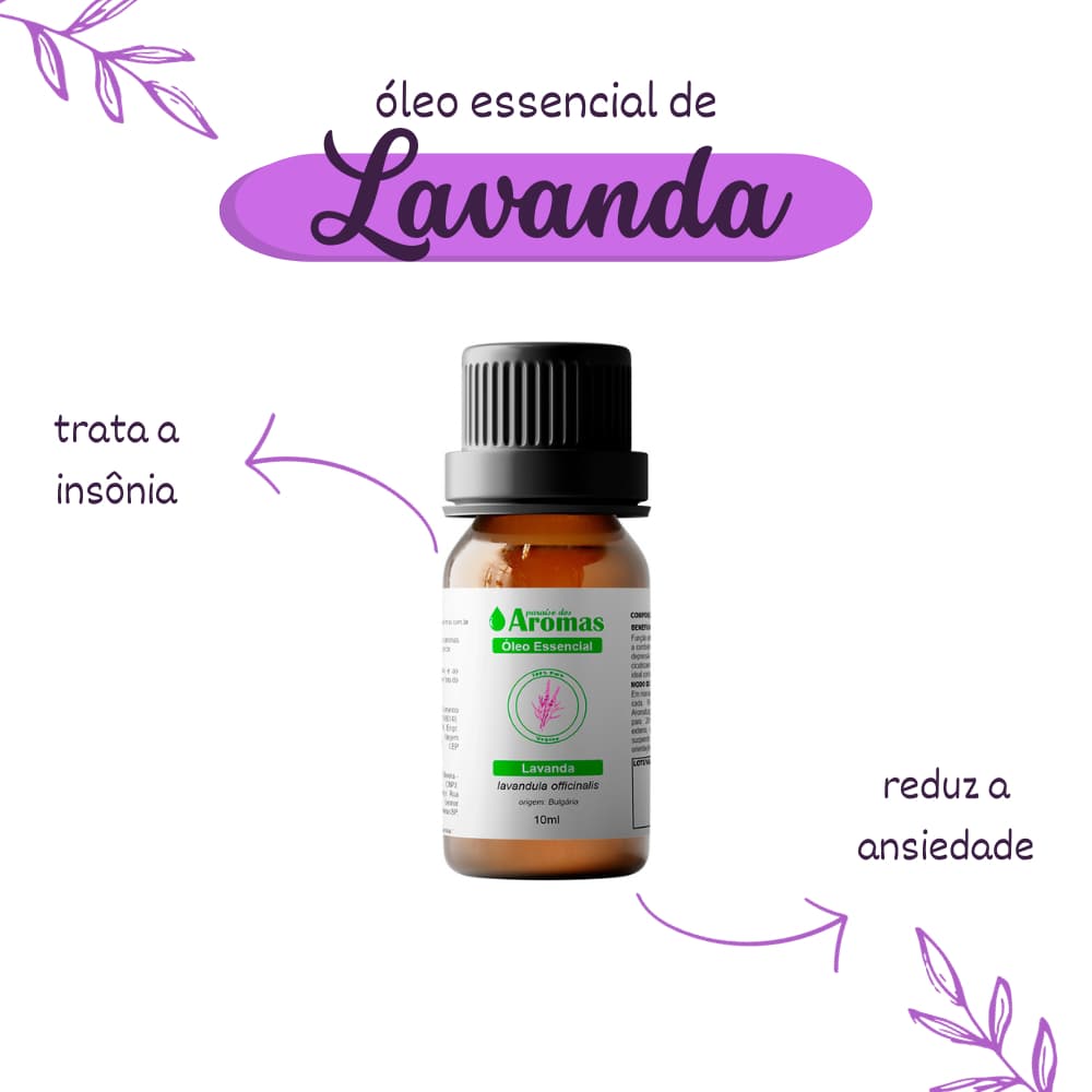 Óleo Essencial de Lavanda Paraíso dos Aromas 10ml para Aromaterapia | Ideal para uso em difusores e humificadores
