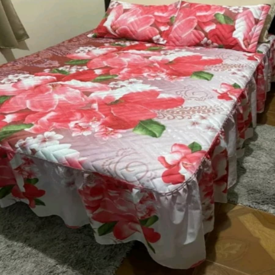 COLCHA CASAL BOX 3 PEÇAS ESTAMPA VARIADA