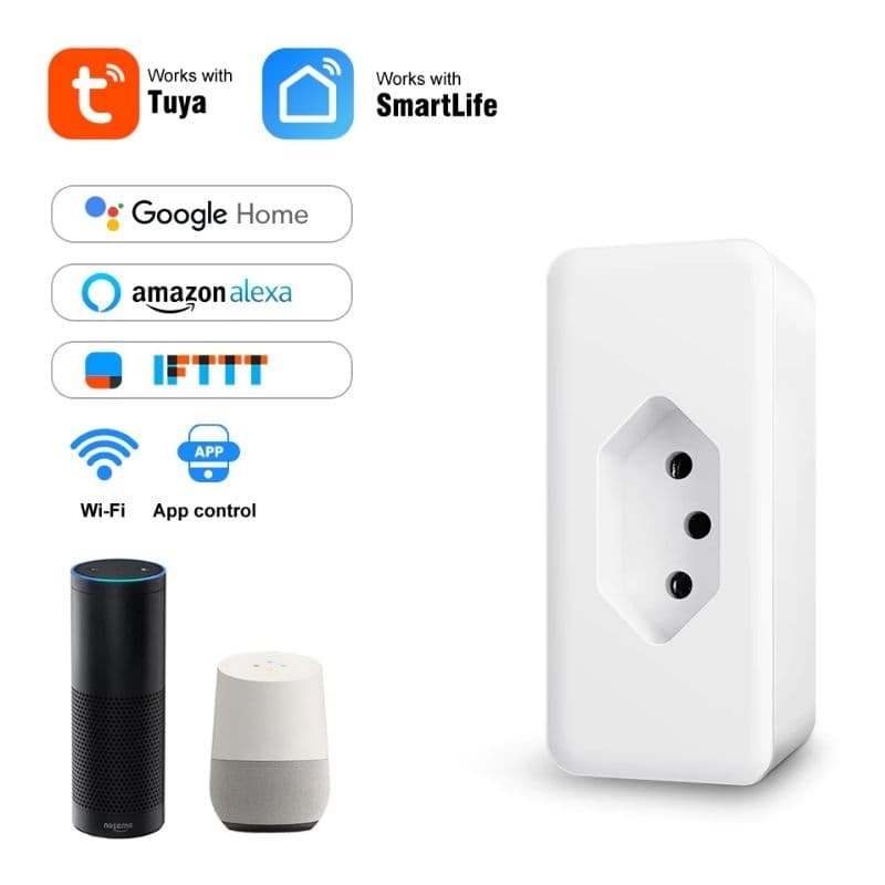 Tomada Inteligente Tuya Wi-Fi 🔌 Controle Remoto via App 📱 Alexa e Google Assistente