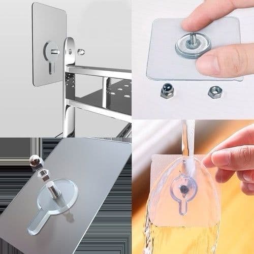 KIT Gancho Parafuso Adesivo Instalação Sem Furos suporte para banheiro