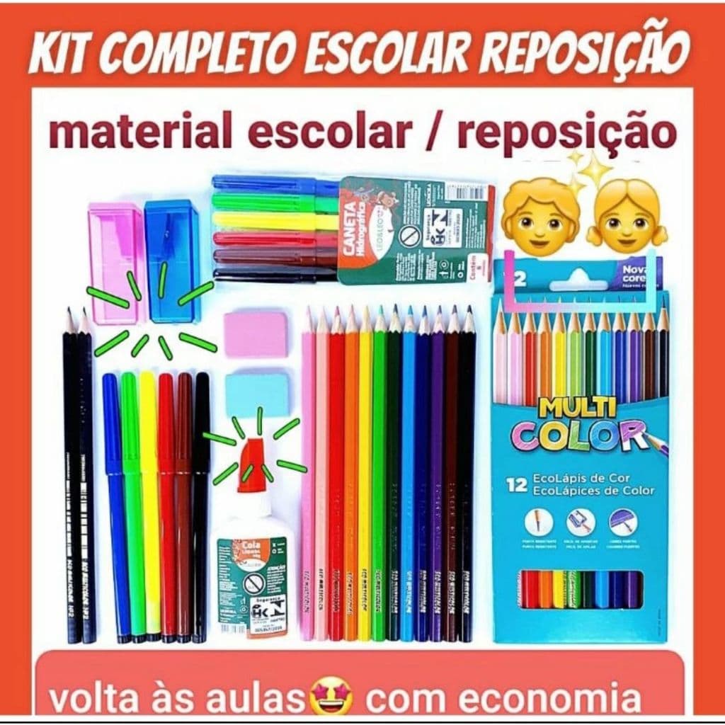 Papelaria kit volta às aulas reposição material escolar