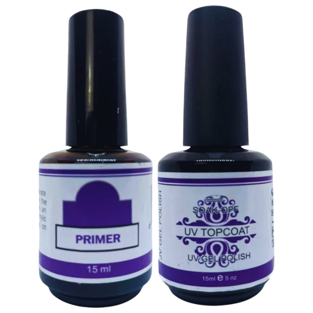 Kit Top Coat e Primer X&D Alta Secagem Profissional Selante Unha Gel Fibra de Vidro Porcelana Tip de Gel