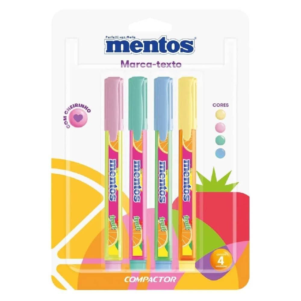 Kit Marca Texto Mentos Com Cheirinho 4 Cores Compactor