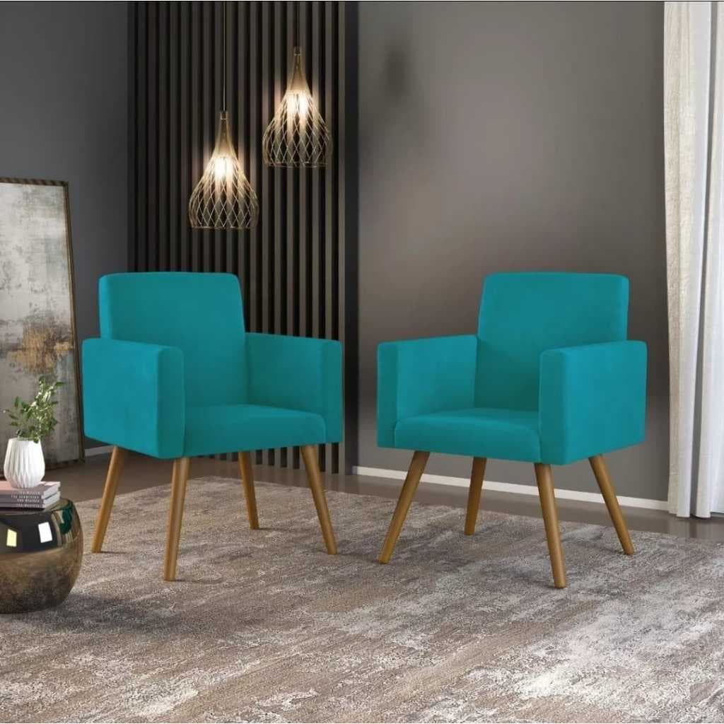 Kit 2 Poltronas Decorativa Nina Tiffany Pé Palito Reforçada